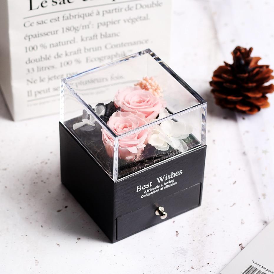 Immortal Preserved Rose Teddy Bear Box Display-xinru