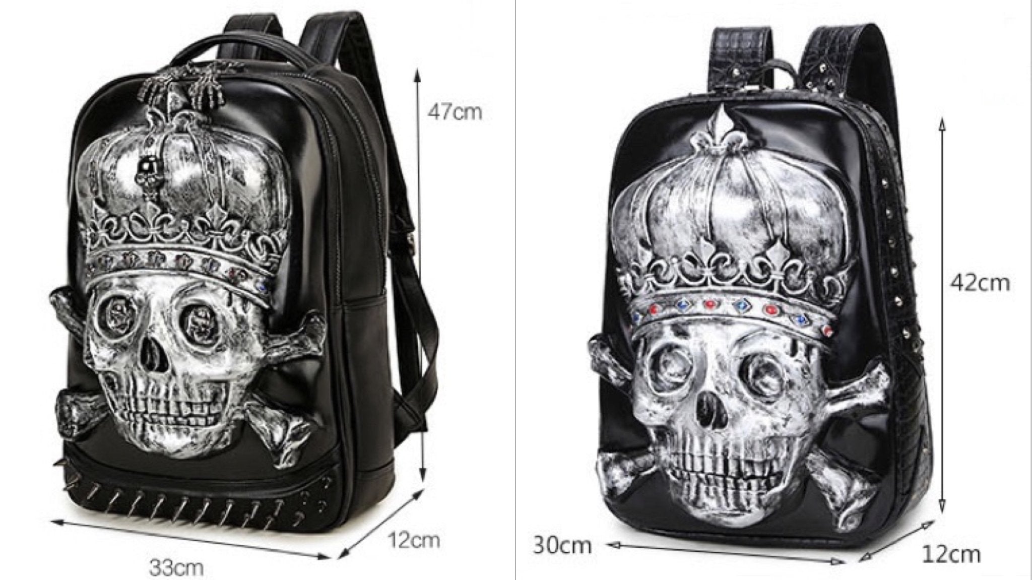 3D Leather Skull Backpack-xinru shop