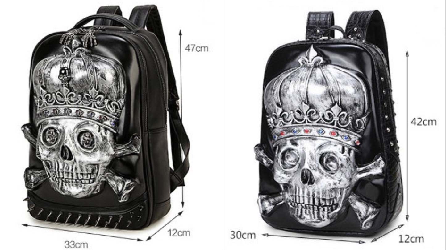 3D Leather Skull Backpack-xinru shop
