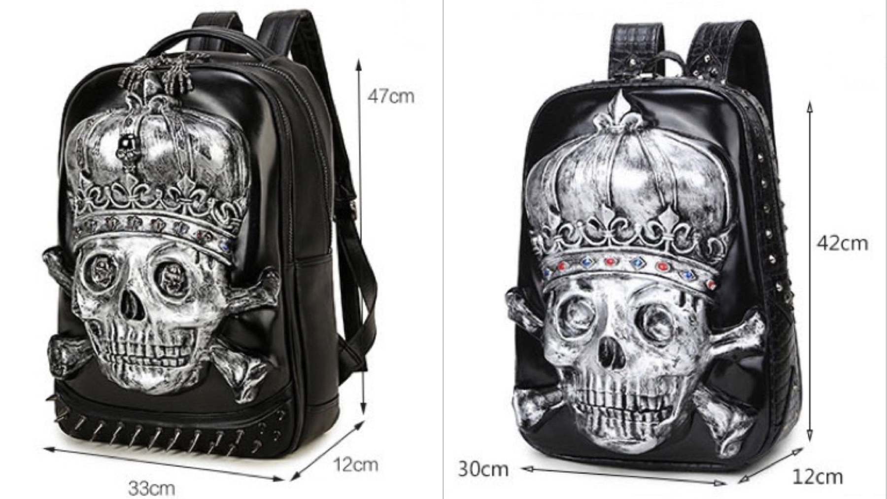 3D Leather Skull Backpack-xinru shop