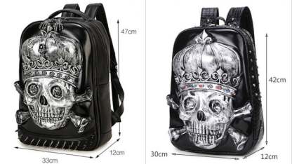 3D Leather Skull Backpack-xinru shop