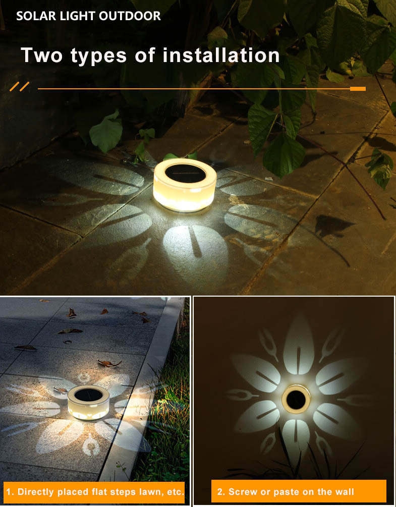 Solar Flower Pattern LED Outdoor Wall Patio Lawn Decorative Light-xinru