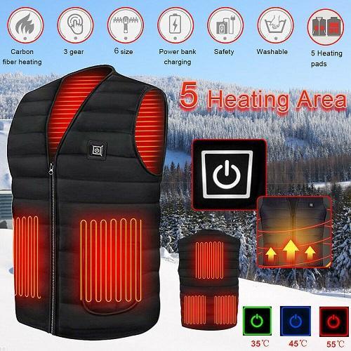 Heated Vest Winter Warm Electric USB Jacket Men Women Heating Coat Thermal-xinru shop