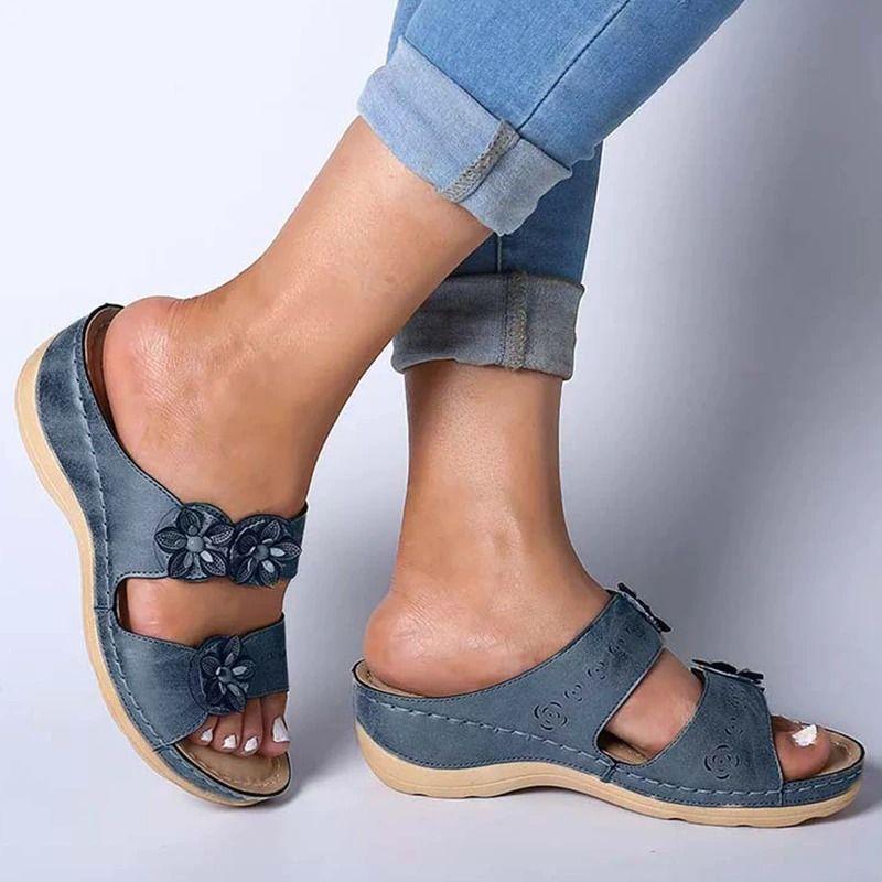 Premium Handicraft Open Toe Charming Fancy Flower Women Sandals-xinru