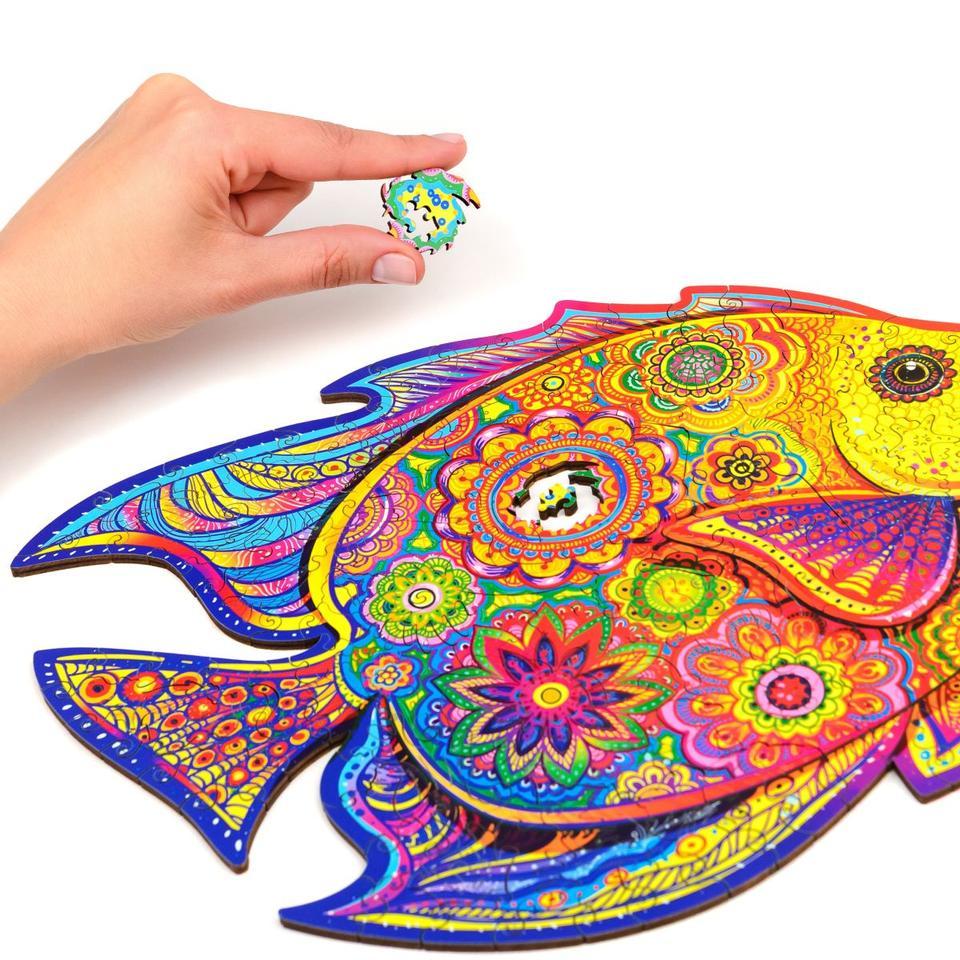 Shining Fish Wooden Jigsaw Puzzle With Box Gifts-xinru