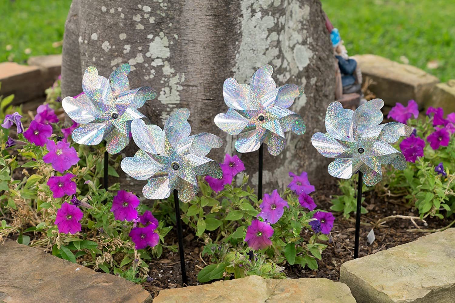 Sparkly Holographic Pin Wheel Spinners Scare Off Birds And Pests-xinru