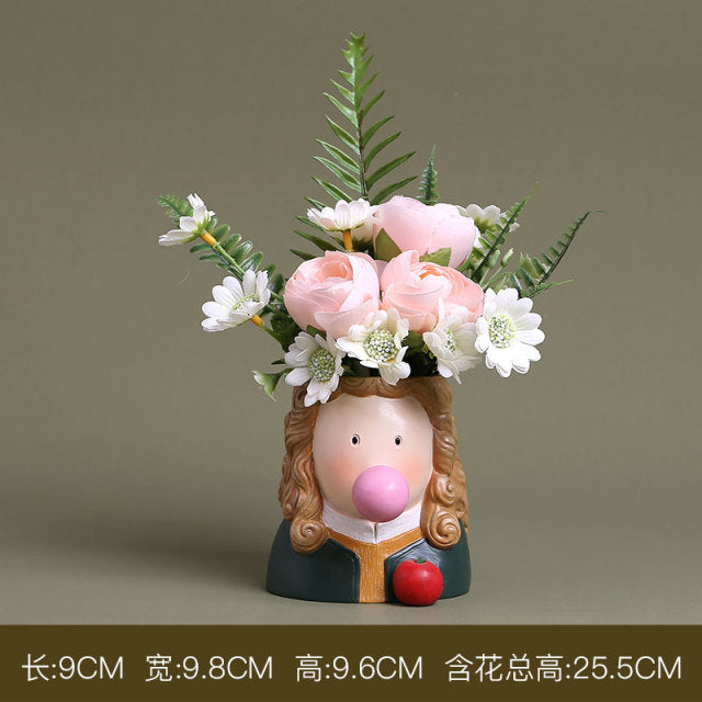 Creative Interesting Cartoon Animal Head Flowers Plant Pot-xinru