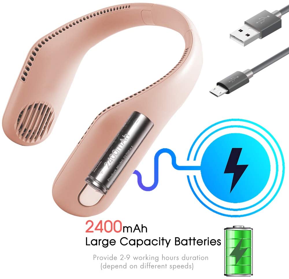 Outdoor USB Rechargeable Bladeless Neck Fan-xinru