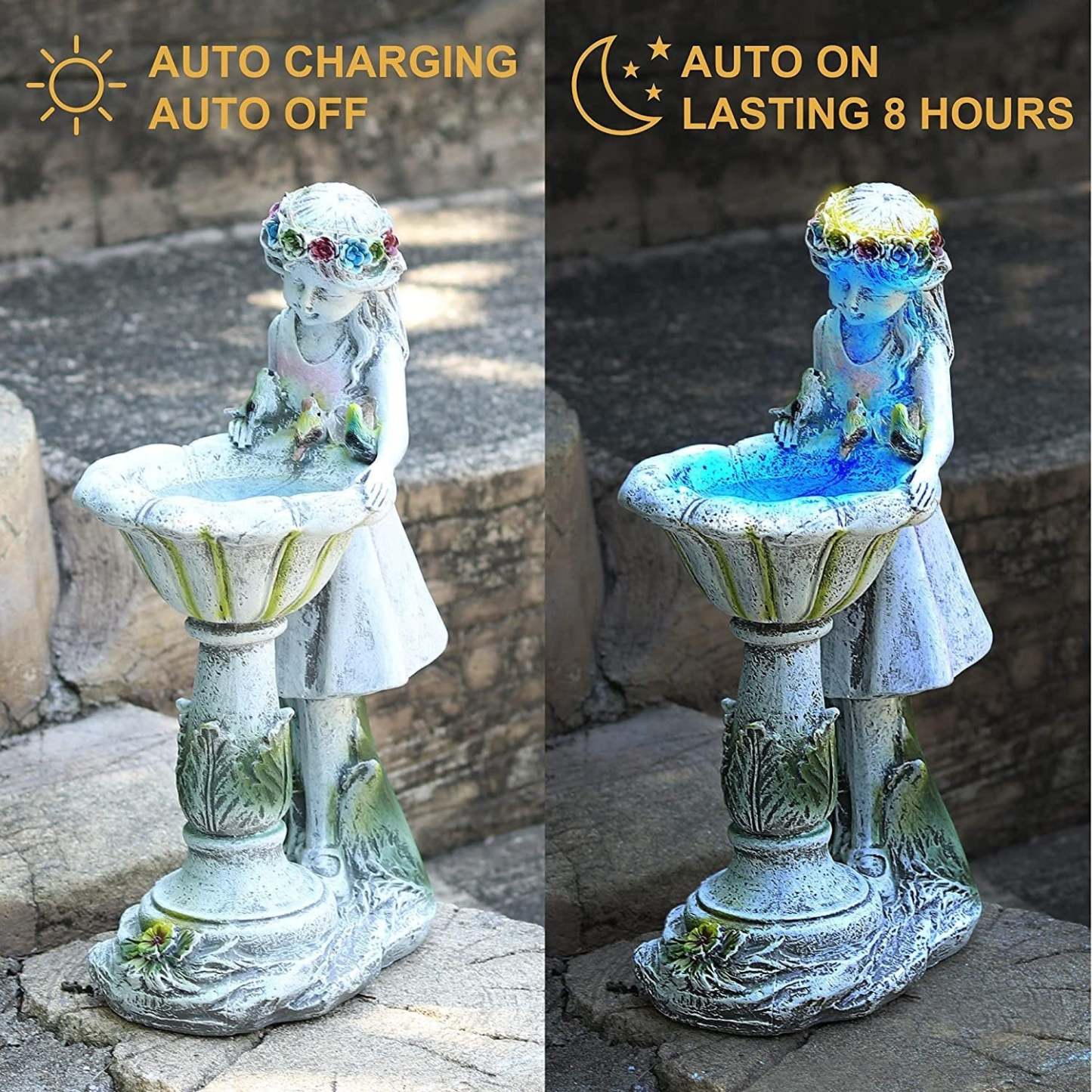 Fairy Garden Statue, Solar Garden Angel Figurine Outdoor Decoration-xinru