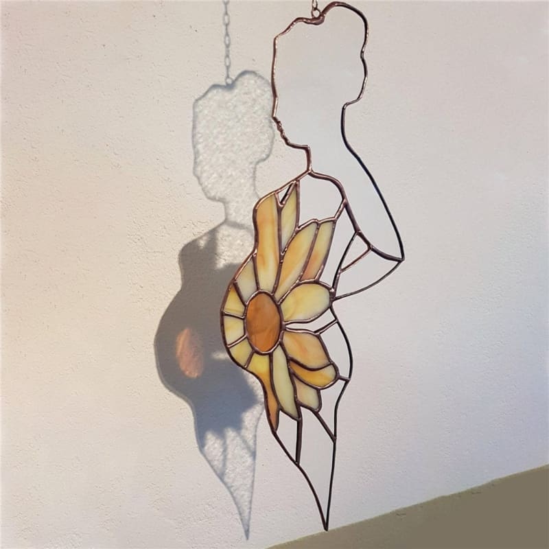 Stained Acrylic Pregnant Woman Art Pendant-xinru