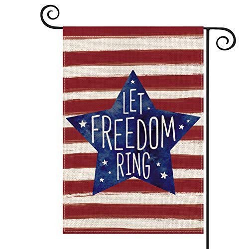Patriotic Watercolor Stripes Star Let Freedom Ring Garden Flag-xinru