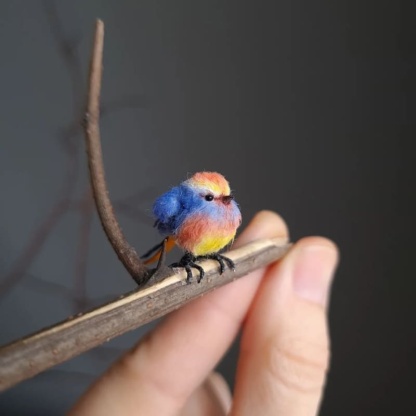 Crocheted Miniature Bird Garden Ornament Desktop Decor-xinru
