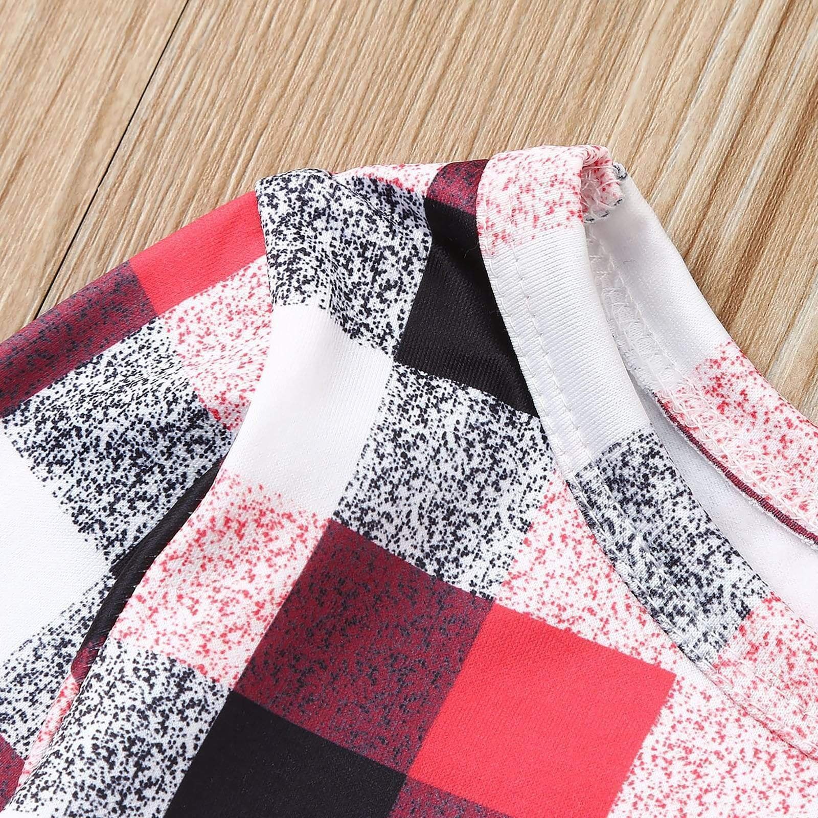 Plus Size Christmas Deer Cartoon Print Plaid Matching Pajamas Set for Family LongSleeve-xinru shop