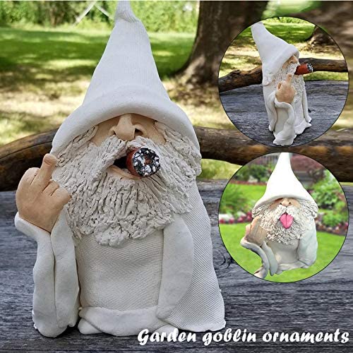 Naughty Smoking Big Tongue Gnome Wizard Ornament For Outdoor Garden Lawn-xinru