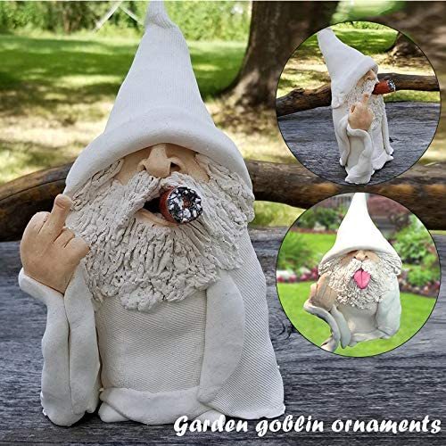 Naughty Smoking Big Tongue Gnome Wizard Ornament For Outdoor Garden Lawn-xinru