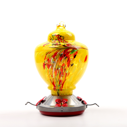 Hummingbird Feeders Hand Blown Glass Never Leak Rust Proof Bird 32oz-xinru