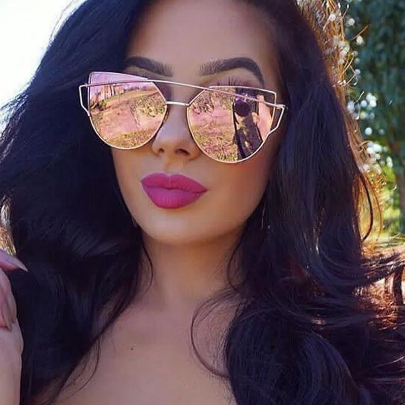 Classic Women's Fashion Metal Big Cat Eye Sunglasses-xinru