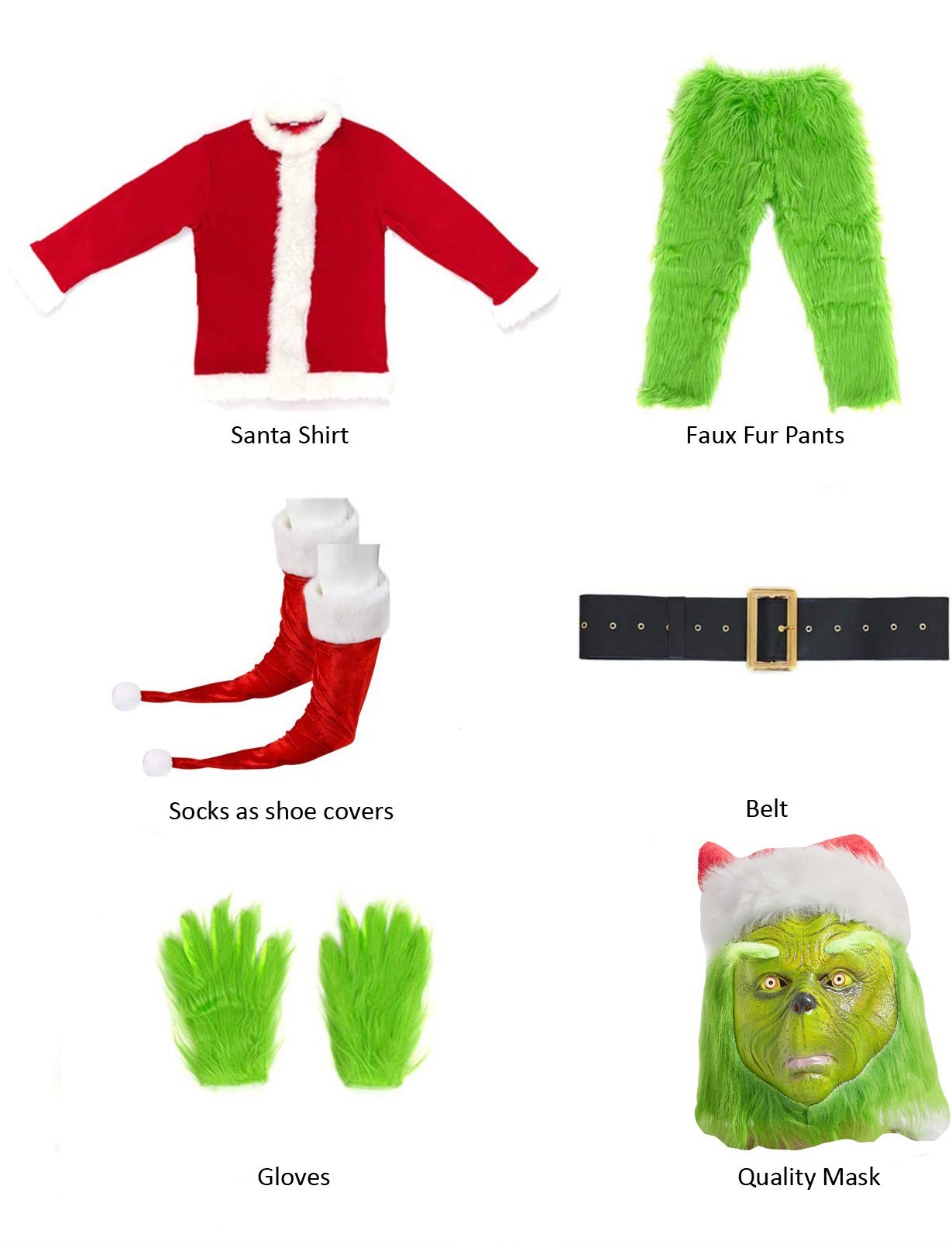Adult Santa Grinch Costume Outfit For Christmas, Faux Fur.-xinru shop