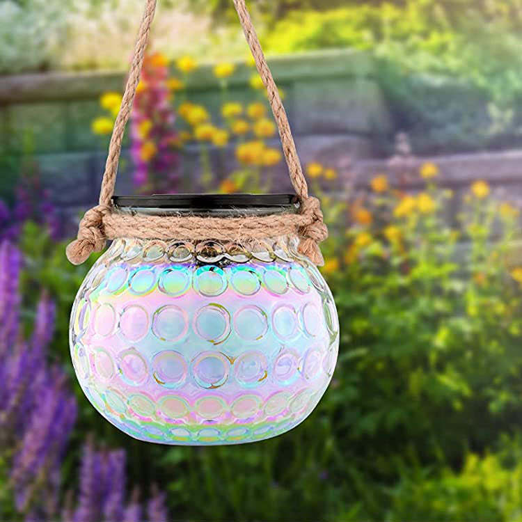 Solar Cracked Glass Bottle LED Outdoor Decorative Hanging Light-xinru