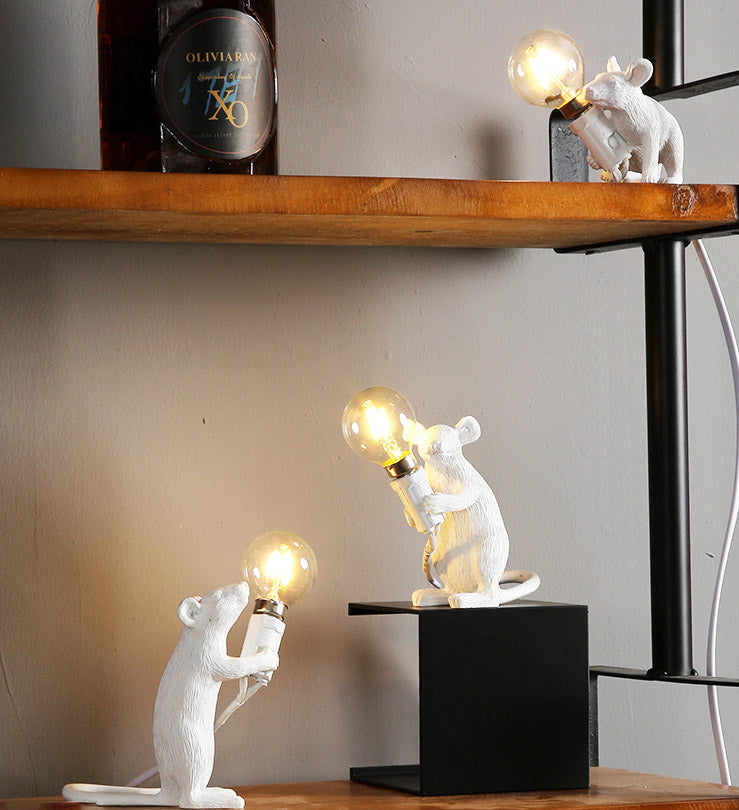 gold color resin mouse led lamp, creative animal lighting