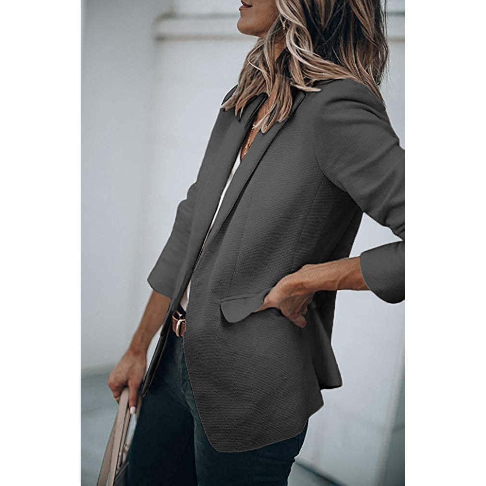 Ladies Casual Office Cardigan Long Sleeve Blazer-xinru