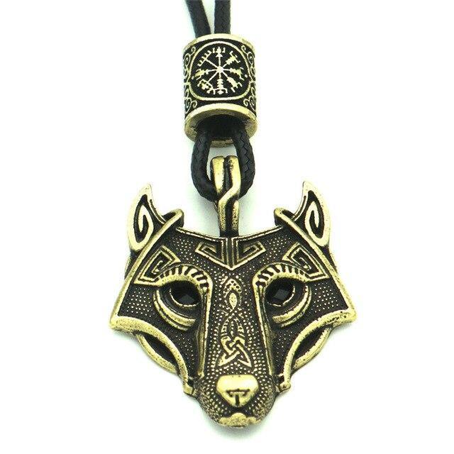 Men's Stainless Steel Norse Viking Wolf Pendant Necklace-xinru