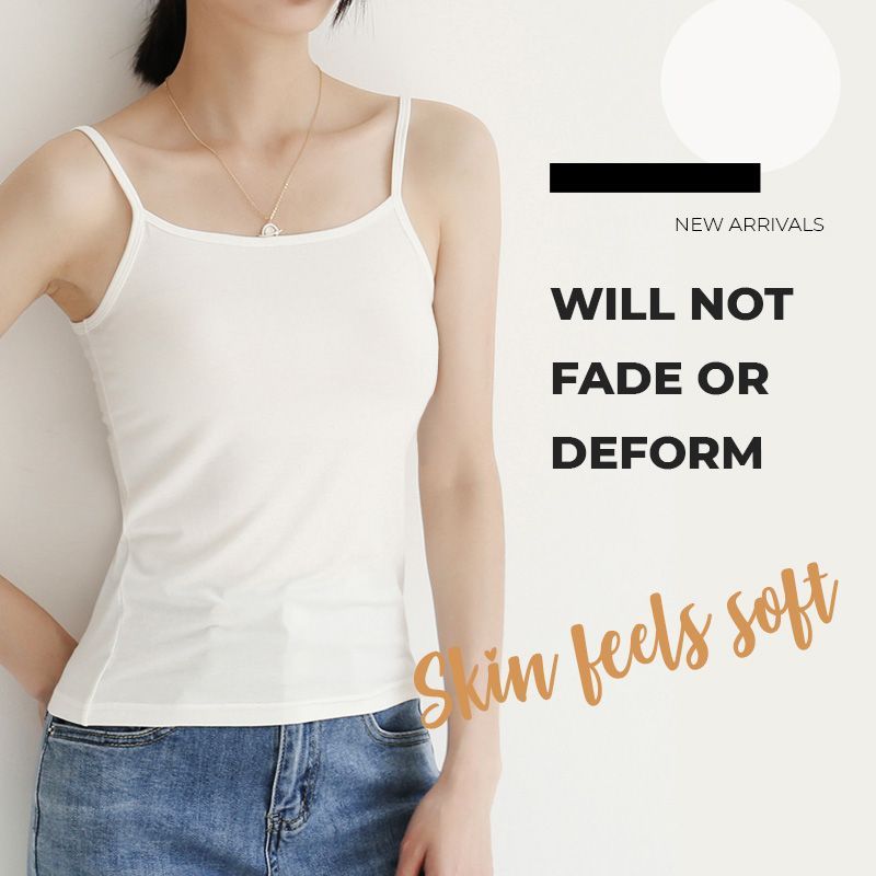 Women's Stretch Cotton Camisole Built-in Bra-xinru