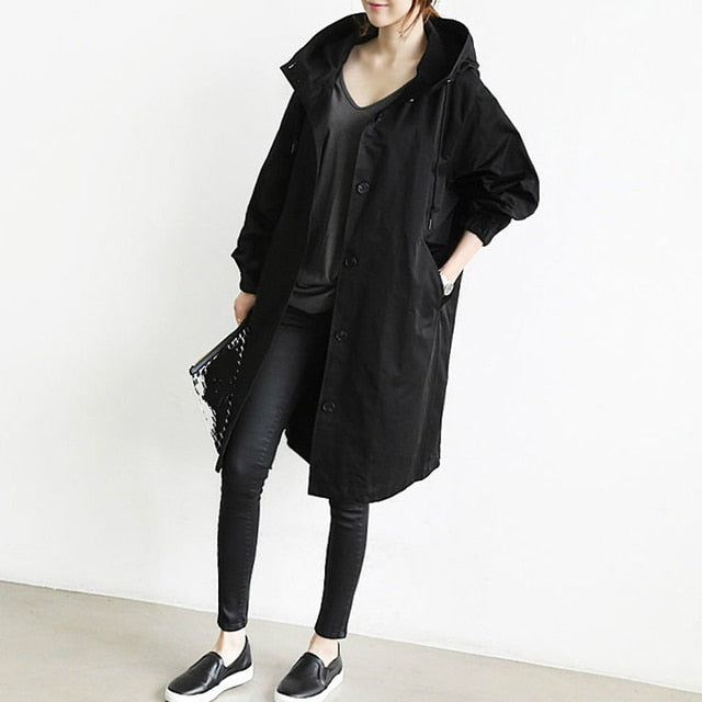 Resistant Oversized Hooded Windbreaker Rain Jacket-xinru