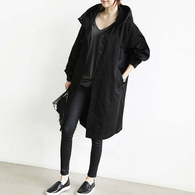 Resistant Oversized Hooded Windbreaker Rain Jacket-xinru