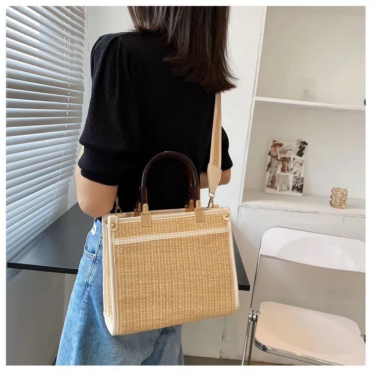 ウーブンバッグ大容量トートバッグ-xinru shop