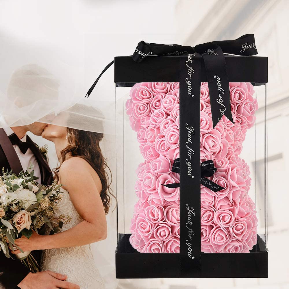 Mother's Day Gift Rose Bear With Light String Necklace Balloon Card Box-xinru