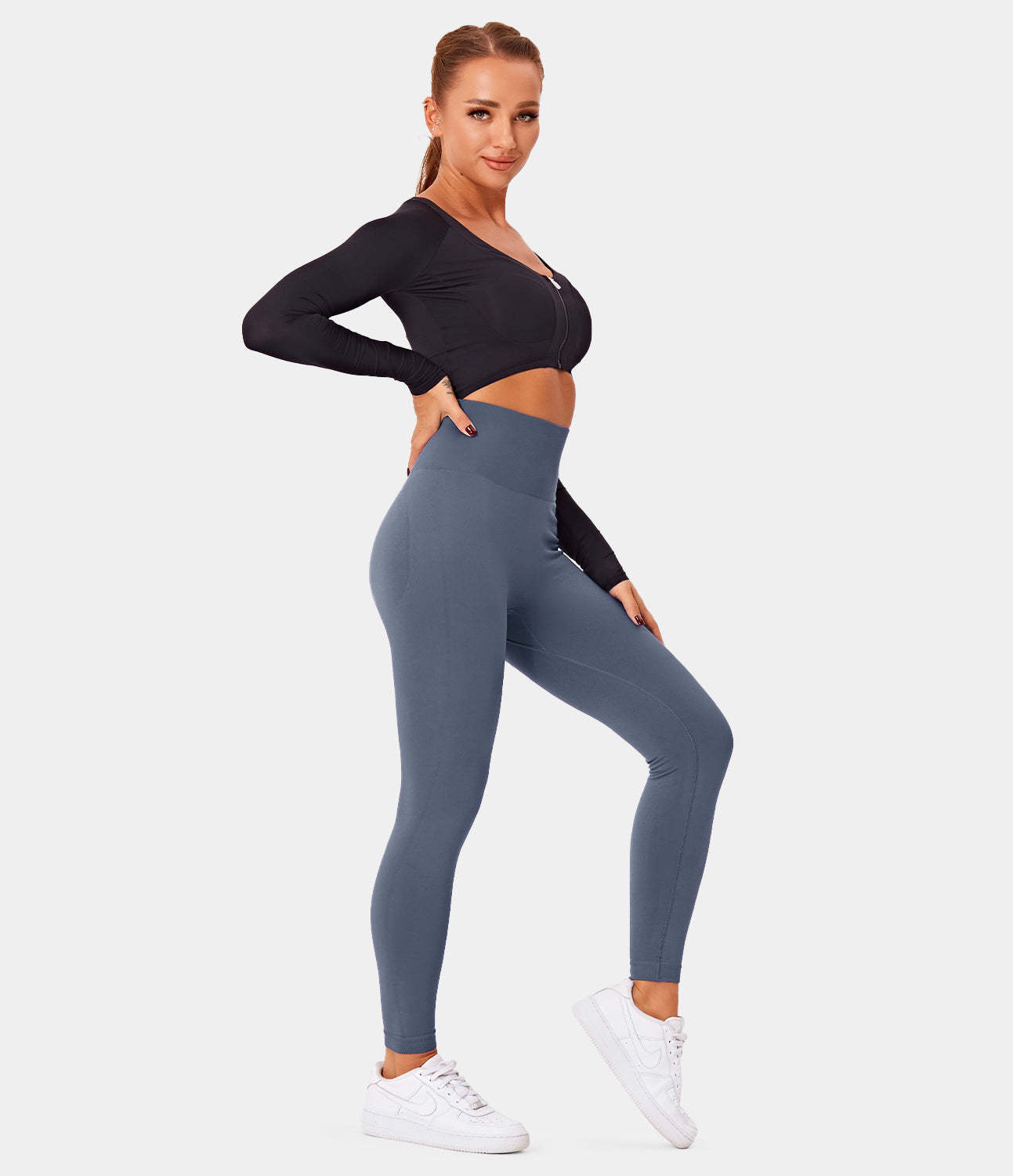 Seamless Flow High Waisted Butt Lifting Plain Full Length Leggings-xinru shop
