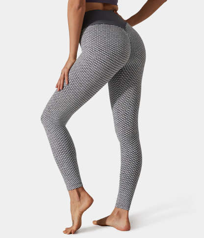 High Waisted Butt Lifting Honeycomb Leggings-xinru shop