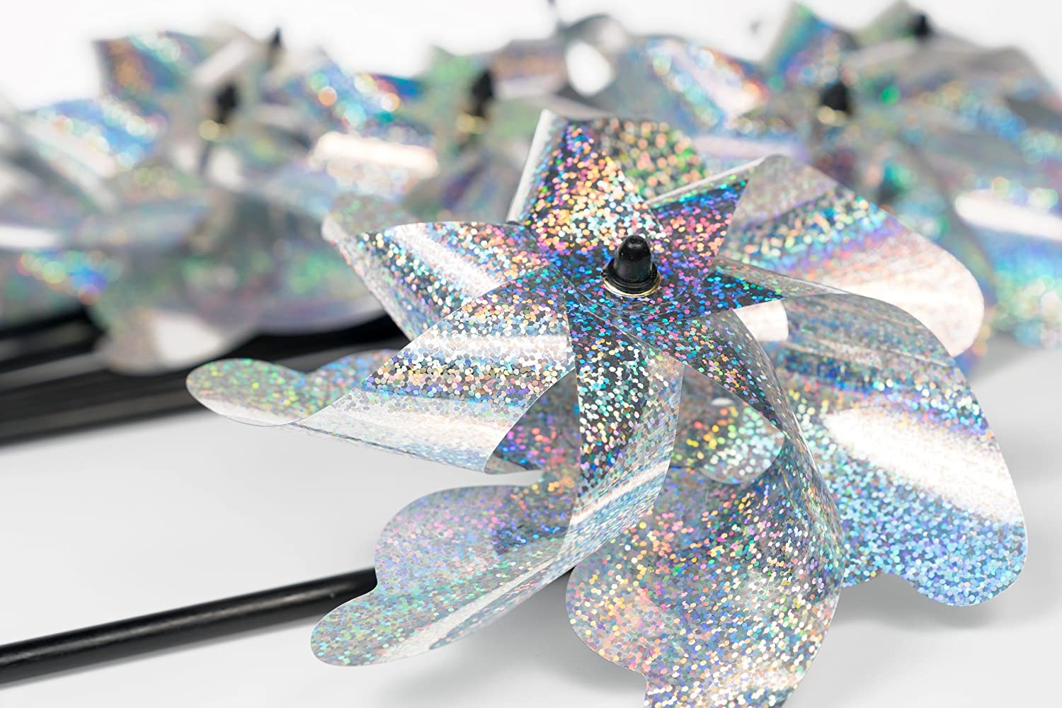 Sparkly Holographic Pin Wheel Spinners Scare Off Birds And Pests-xinru