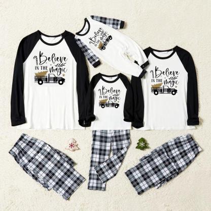 Plus Size Family Matching Letter Believe in the Magic of Christmas Tree And Car Print Plus Size Pajamas Set-xinru shop
