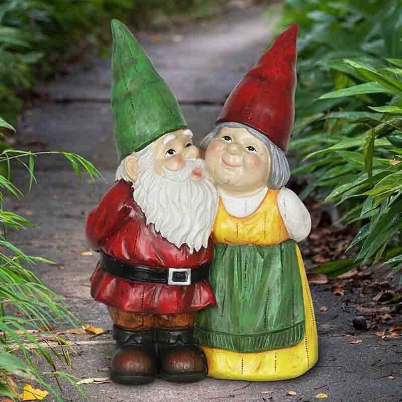 Lazy Couch Potato Gnomes Eating Chips and Drinking Beer Garden Statue-xinru