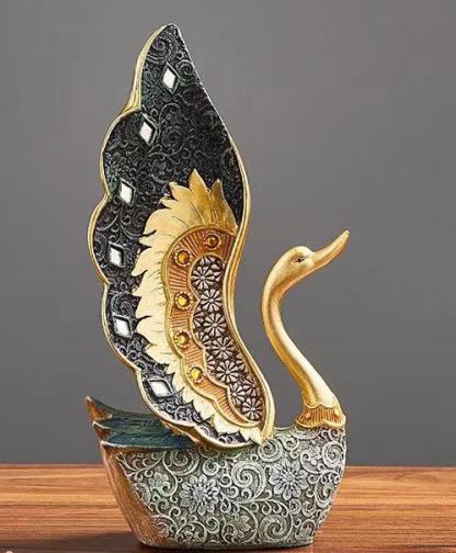 Home Garden Porcelain Figurine Of Couple Of Swans Decorated With Flowers-xinru