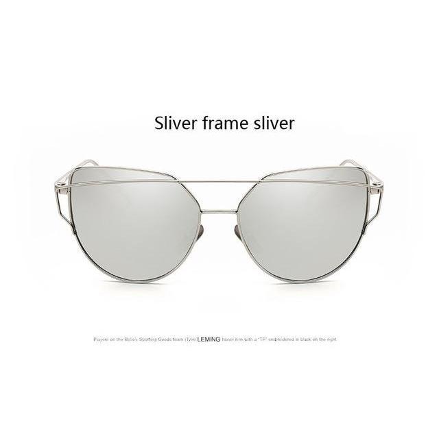 Classic Women's Fashion Metal Big Cat Eye Sunglasses-xinru