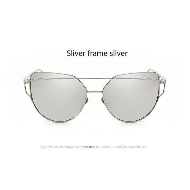 Classic Women's Fashion Metal Big Cat Eye Sunglasses-xinru