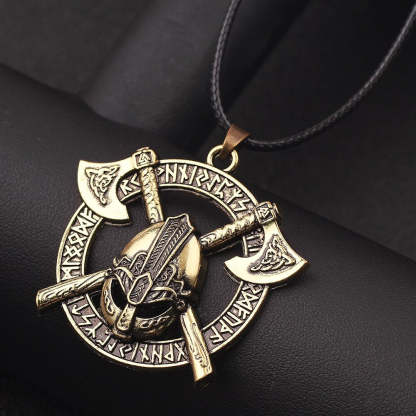 Viking Men Odin Raven Slavic Amulet Sword Axe Helmet Pendant Necklaces-xinru
