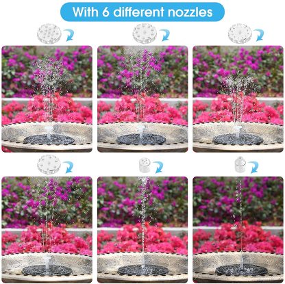 Upgraded Solar Powered LED Bird Fountain Kit Integrated Nozzle-xinru