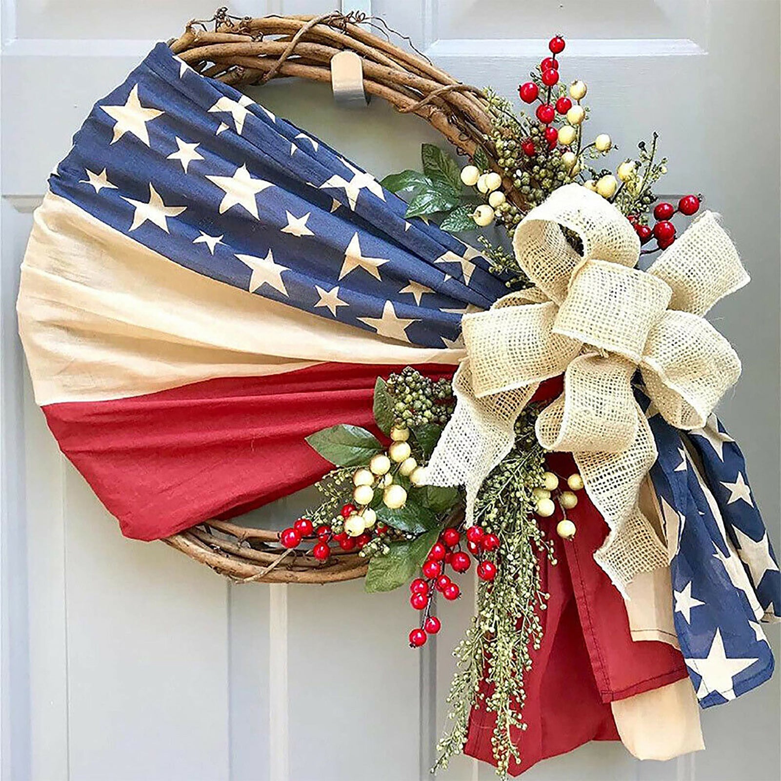 Independence Day Patriotic Wreath Door Decoration-xinru