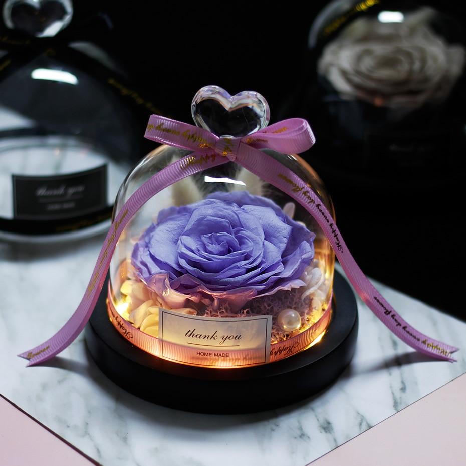 Mother's Day Gift Immortal Enchanted Rose Glass Heart Dome-xinru