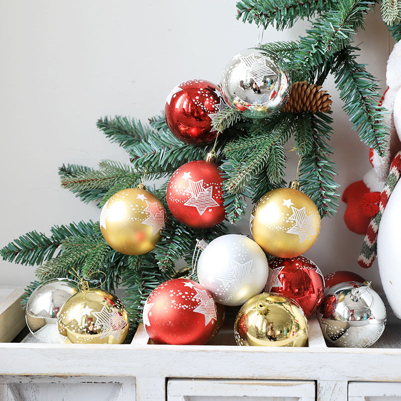 Star Christmas Ball Ornament, Set of 6-xinru shop