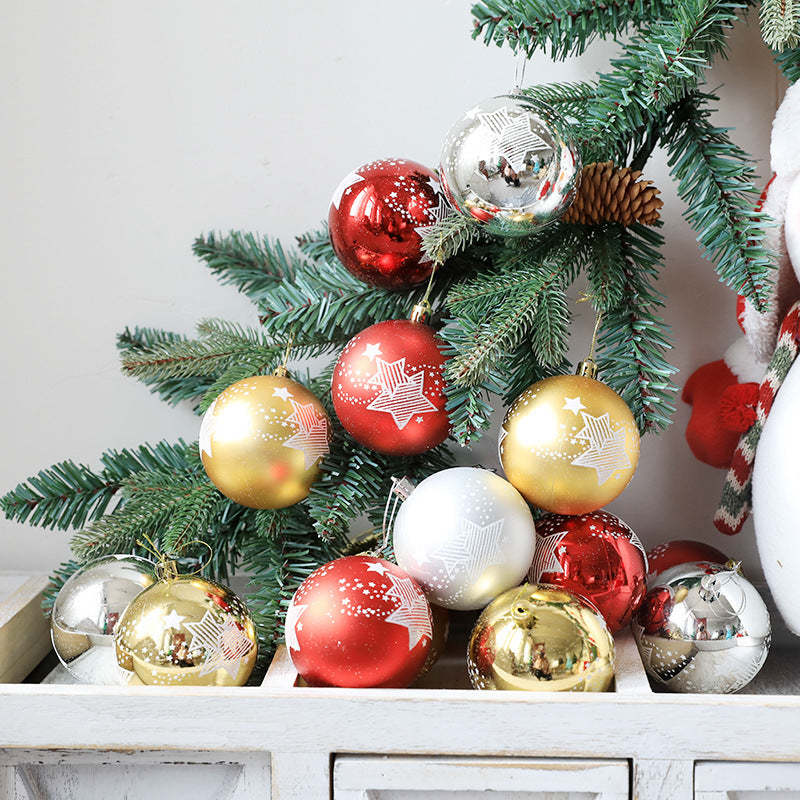 Star Christmas Ball Ornament, Set of 6-xinru shop
