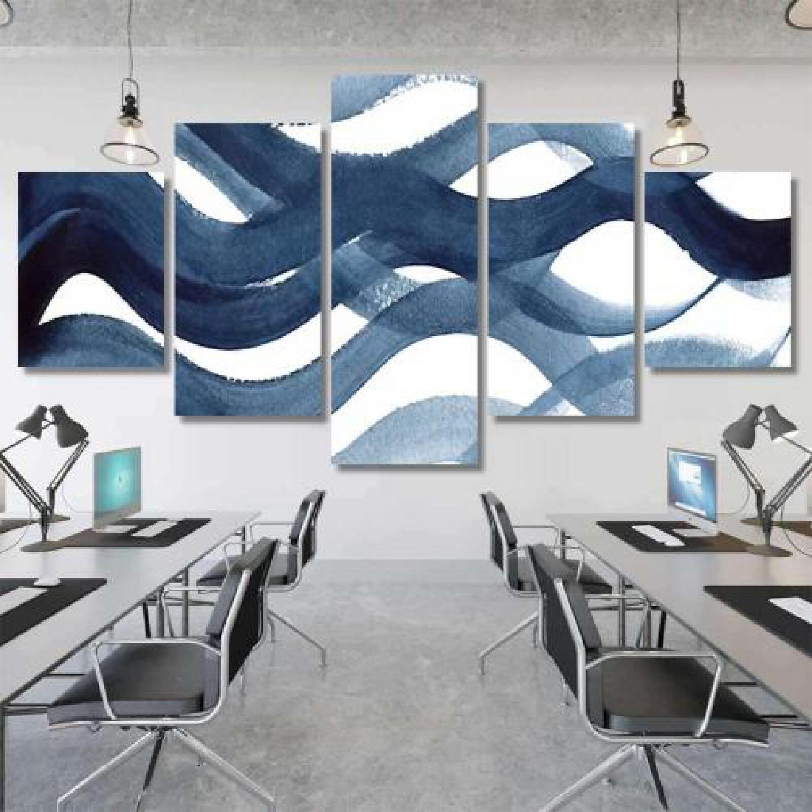 Blue Wave Handpainted Art Composition-xinru shop