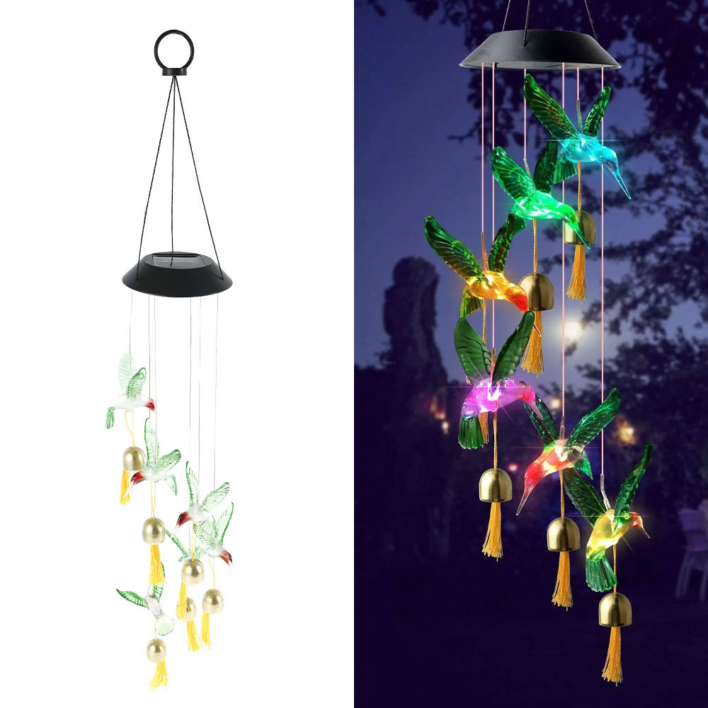 Solar Waterproof Color Changing Wind Chime Hummingbird Light-xinru