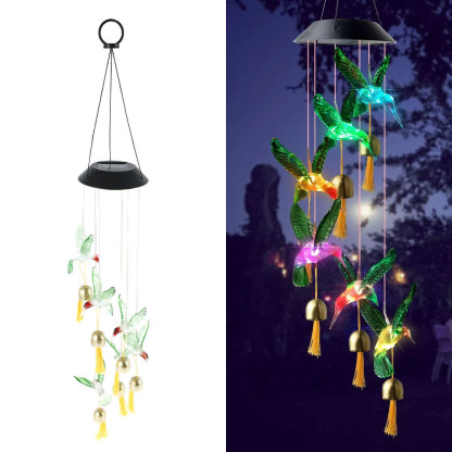 Solar Waterproof Color Changing Wind Chime Hummingbird Light-xinru