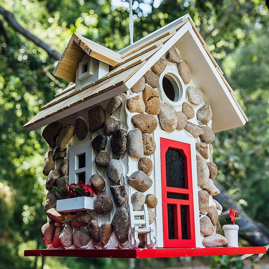 Home Bazaar Fieldstone Guest Cottage Bird Feeder-xinru