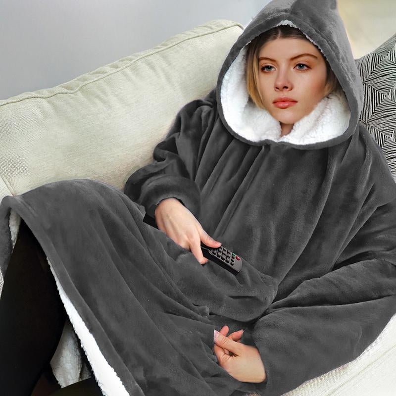 Oversized Microfiber And Sherpa Wearable Blanket Hoodie-xinru